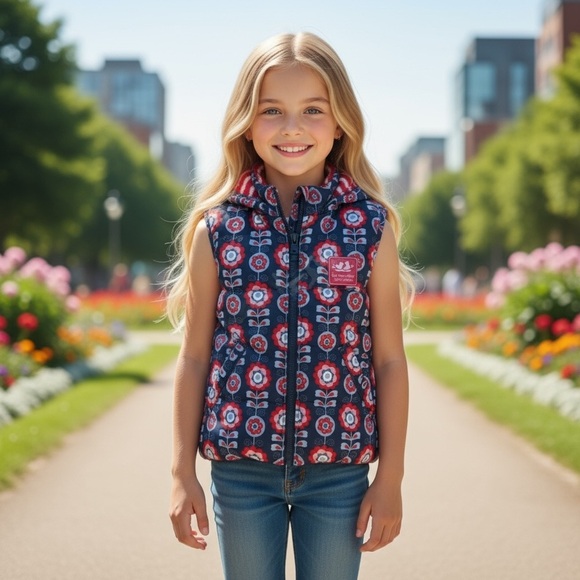 JoJo Maman Bébé Floral Vest Girls Size 5 - Picture 1 of 6